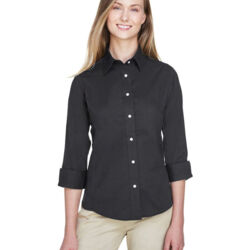 Women's Perfect Fit™ Three-Quarter Sleeve Stretch Poplin Dress Shirt Thumbnail